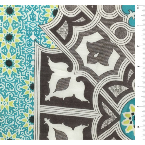 Brown/Turquoise Silk Voile