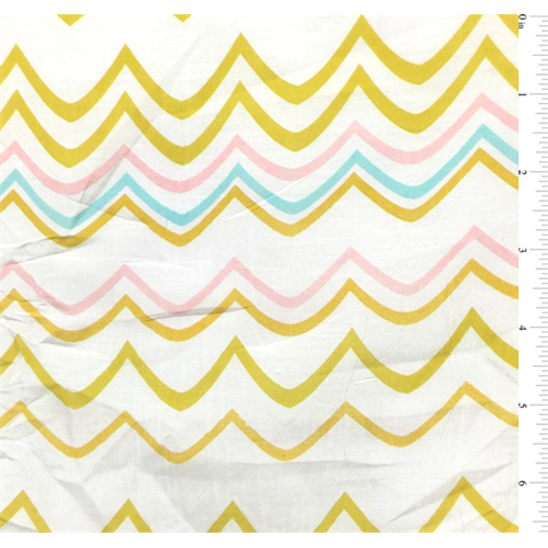 White/Gold Scallop Print Silk Voile