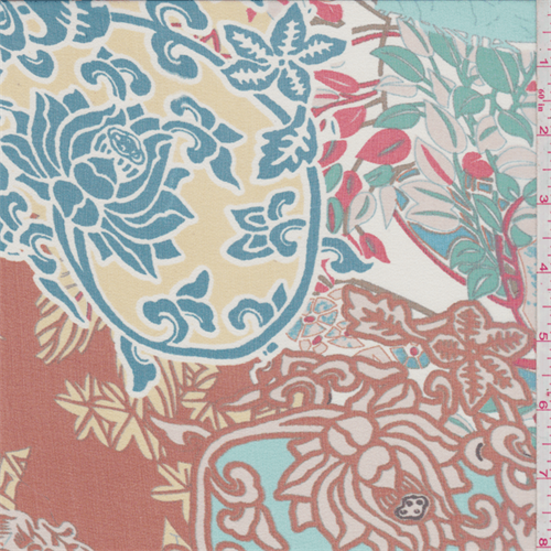 Soft Yellow Floral Scroll Silk Chiffon