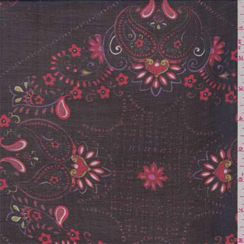 Black Multi Paisley Silk Chiffon