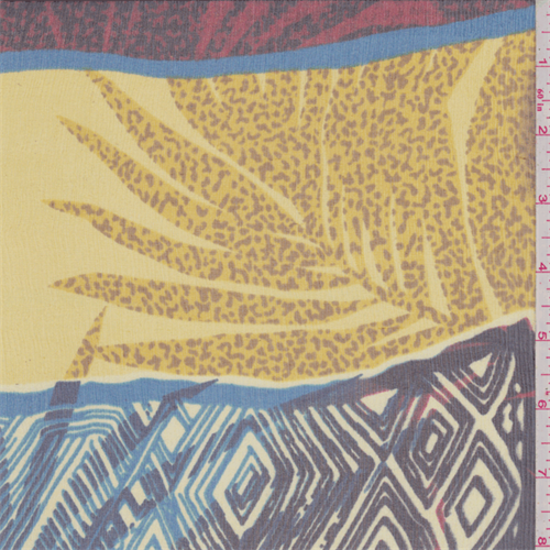 Yellow Multi Crinkled Silk Chiffon