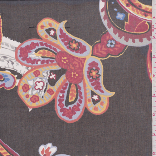 Black Multi Paisley Silk Chiffon