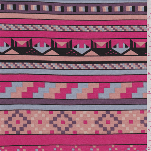 Hot Pink/Purple Stripe Jersey Knit