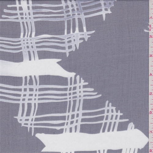 Slate Blue Print Silk Chiffon
