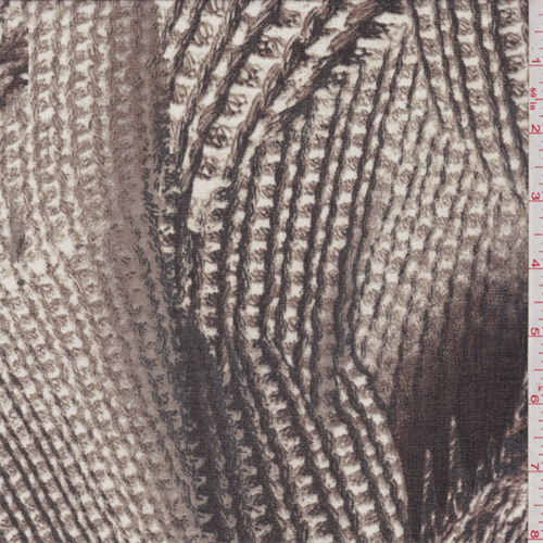 Dusty Brown Print Silk Chiffon