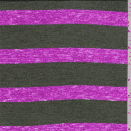 Olive/Fuschia Stripe Jersey Knit