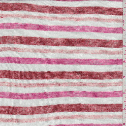 White/Red Stripe Linen Sweater Knit