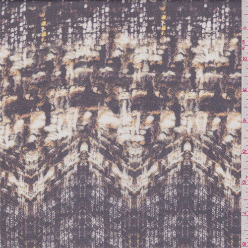 Black/Ivory Chevron Print Silk Chiffon