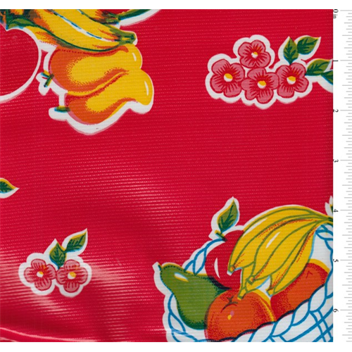 Red Fruit Basket Oilcloth Roll