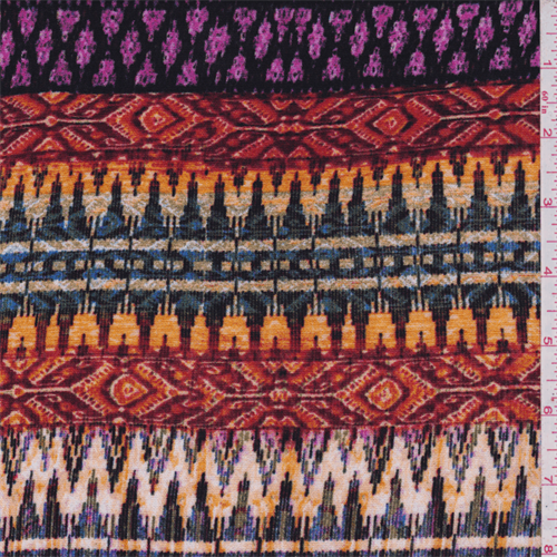 *3 YD PC--Red Multi Stripe Challis