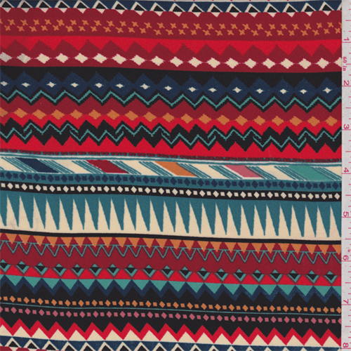 Red Multi Chevron Georgette