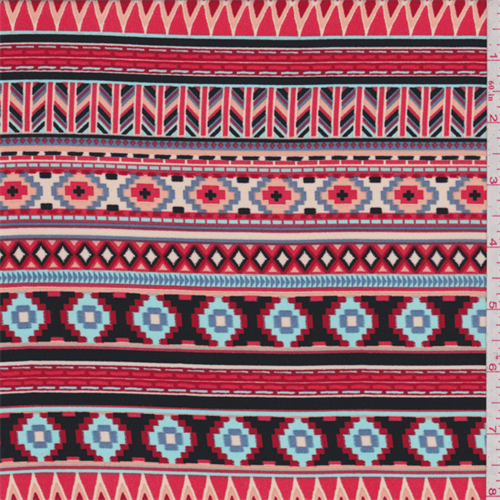 Coral Multi Southwest Stripe Georgette