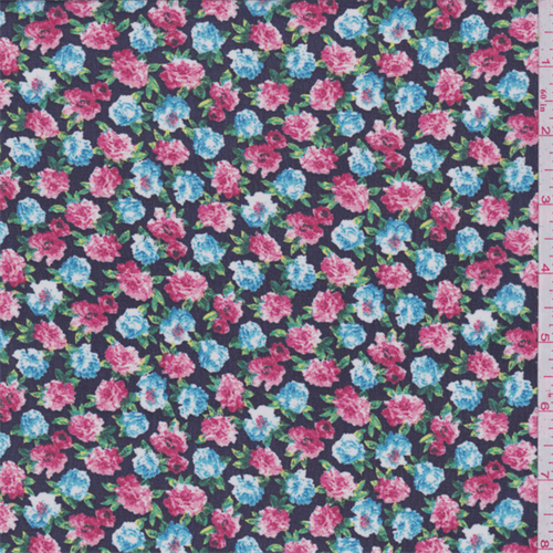 Navy Blue Floral Chiffon