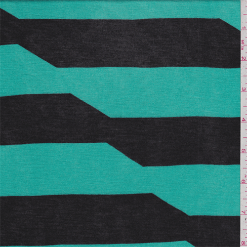 Aqua Green/Black Stripe Jersey Knit