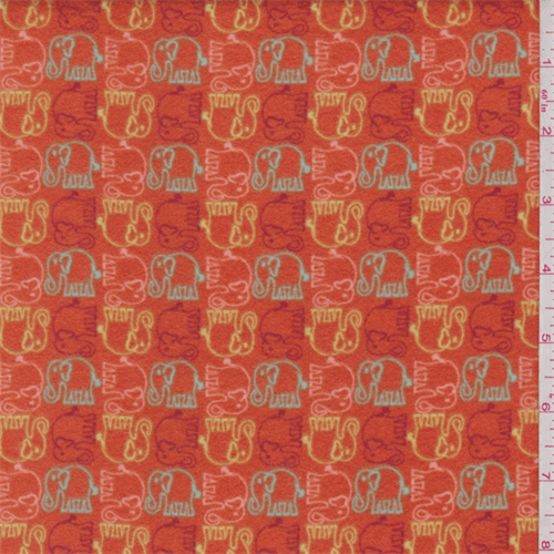 Orange Elephant Print Flannel