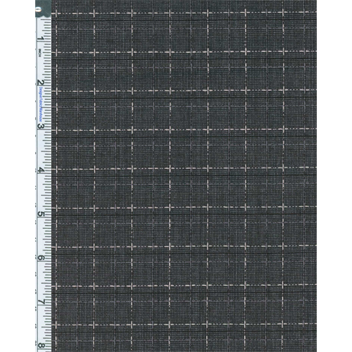 Black Top Stitch Effect Plaid Suiting 55267