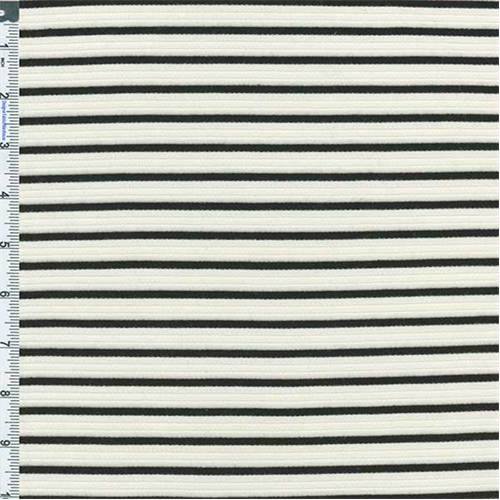 Cream/Black Bamboo Raised Ribbed Stripe 55961