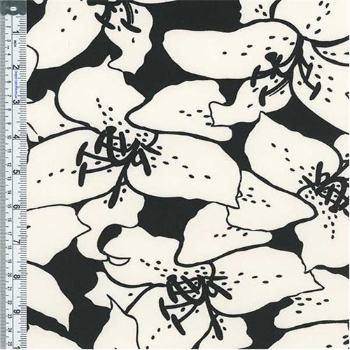 Black/White Lilies Print Decor Cotton Twill 55588