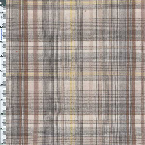 Beige Multi Madras Plaid Crinkle Shirting 55918