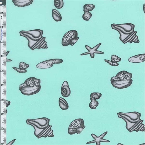 Aqua Seashell Print Chiffon 55507