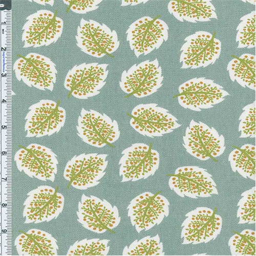 Lake Blue Poplar Leaf Print Home Decor Cotton 55669