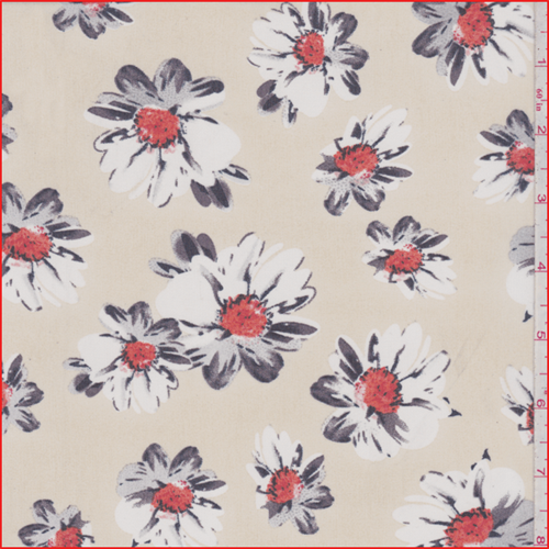*2 YD PC--Pale Yellow Daisy Chiffon