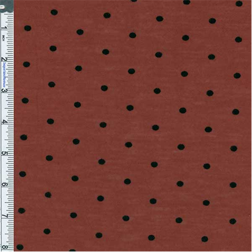Cinnabar Red Flocked Pin Dot Jersey Knit 56190