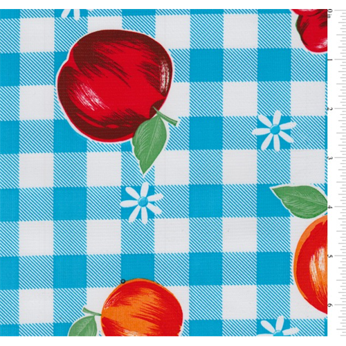 Bright Blue Check Oilcloth Roll