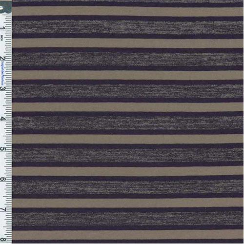 Navy/Brown Stripe Poly Jersey Knit 55413