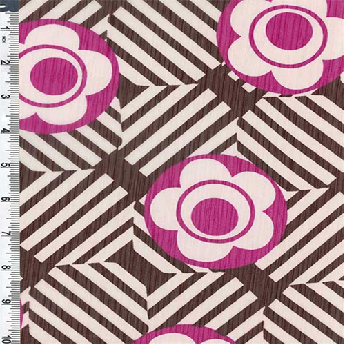 Magenta/Brown Flower Pop Yoryu Chiffon 55043