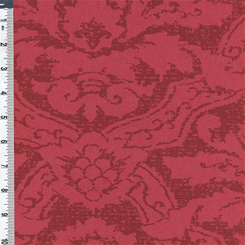 Cranberry Antique Damask Print Linen Decorating Fabric 55870 Fashion Fabrics
