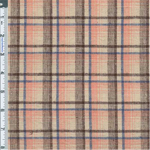 Warm Pink Madras Plaid Stretch Cotton/Linen 55113