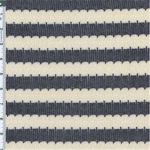 Gray Blue/Cream Stripe Tuck Stitch Knit 56578