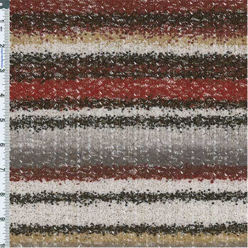 Brick Red/Brown Multi Printed Stripe Lacy Poly Knit 56959