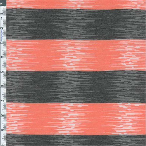 Mango/Charcoal Stripe Burnout Jersey Knit 56622