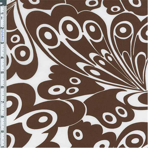 Brown/White Mod Wings Print Silk Voile 57124