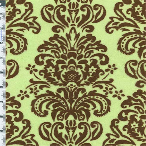 Pistachio/Brown Minky Damask 56699