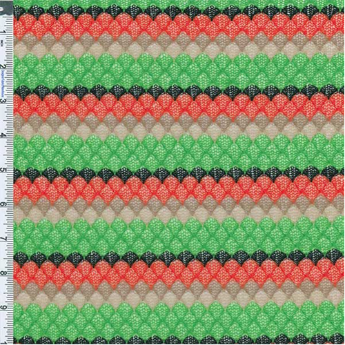 Green/Orange Elena Stripe Poly Crochet-style Knit 57173