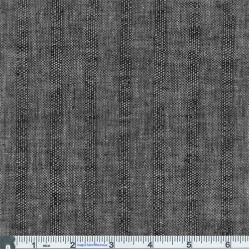 Black Linen Stripe Shirting Fabric By the Yard