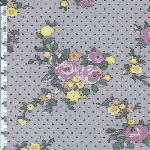 Grey Polka Dot Floral Novelty Chiffon 57203