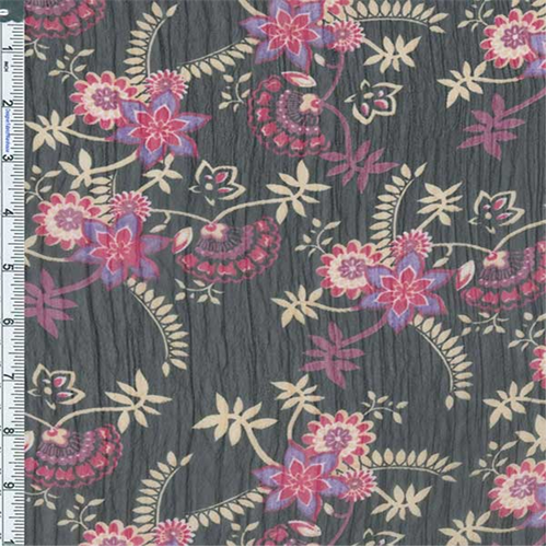 Black/Magenta Stylized Floral Yoryu Chiffon 57207