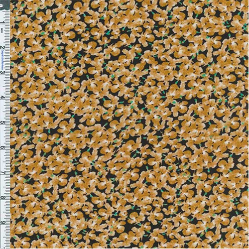 Gold/Black Little Floral Designer Rayon Crepe 57209