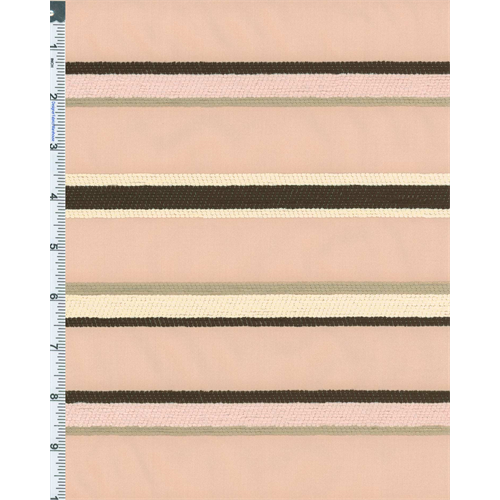 Dusty Rose/Brown Taffeta with Chenille Stripe Decor Fabric 57374