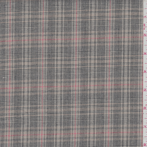 Light Tan/Black Glen Plaid Cotton Suiting