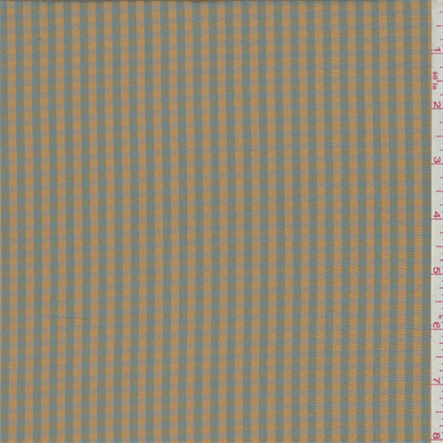 Mustard Gold/Blue Gingham Check Silk Taffeta