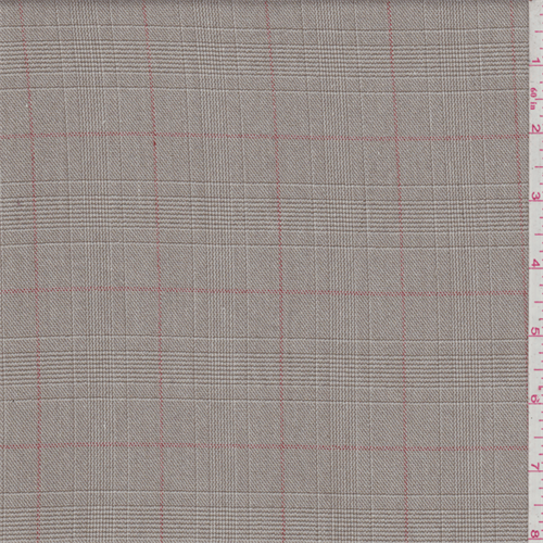 Taupe/Red Glenplaid Poly Suiting