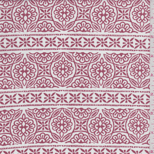 White/Red Stripe Polyester Crepe