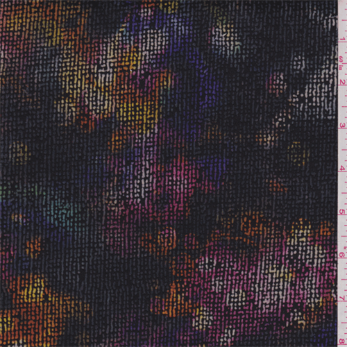Black Multi Floral Satin Twill