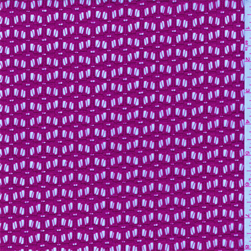 Magenta Pink Crocheted Check Nylon Lace