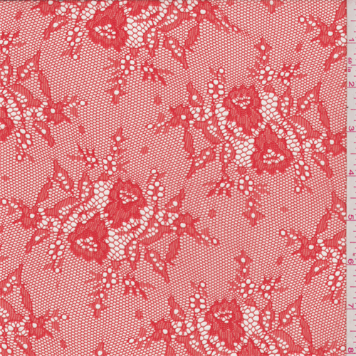 Persimmon Orange Floral Mesh Lace